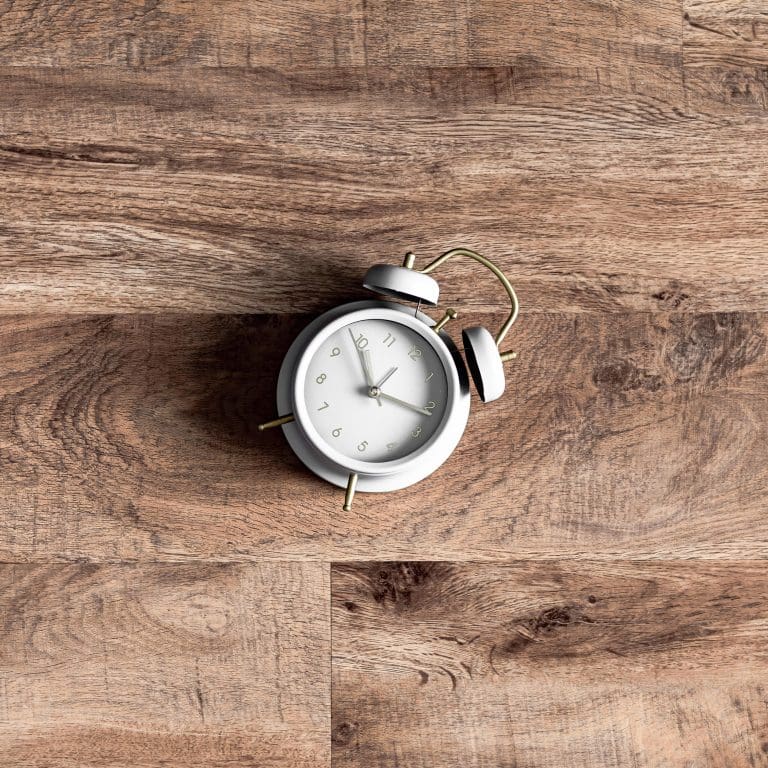 clock on wood floor