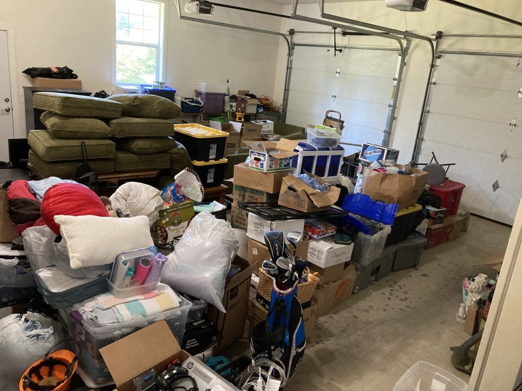 Storage unit filled garage