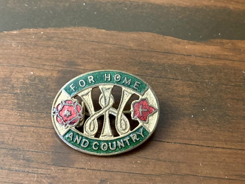 Vintage for Home & Country lapel pin