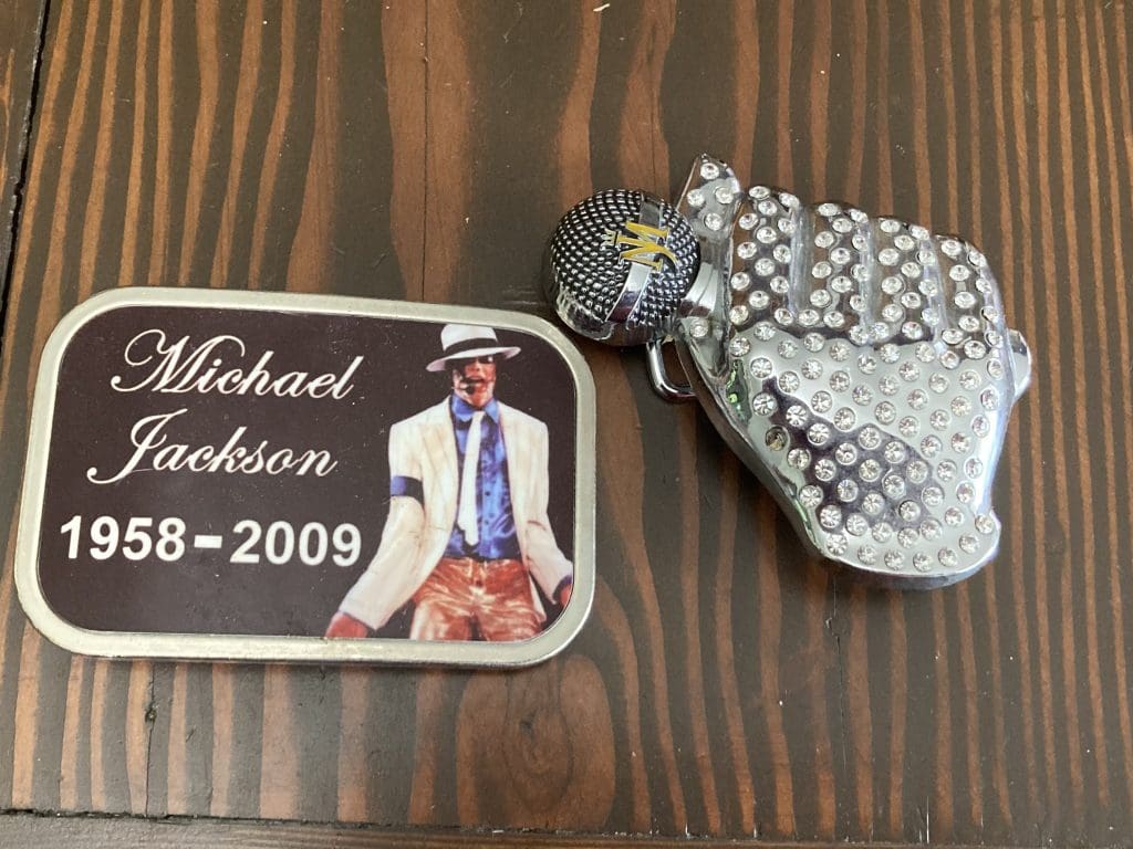 Michael Jackson Belt Buckles - silver glove with microphone