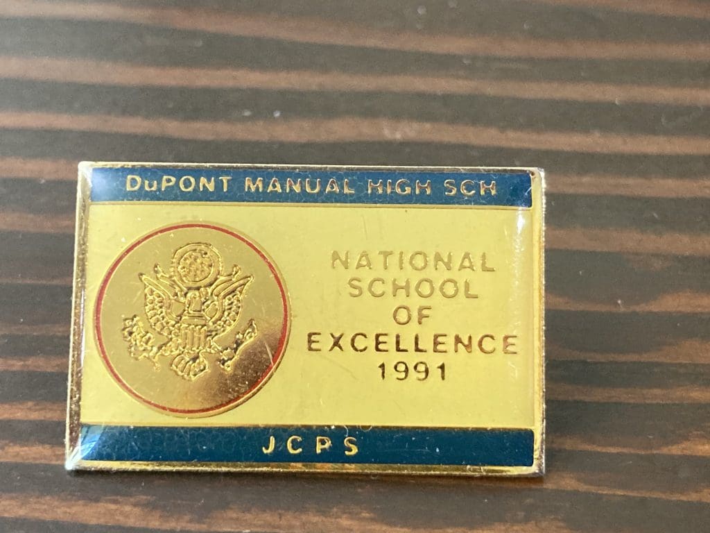 Dupont Manual High School 1991 JCPS lapel pin