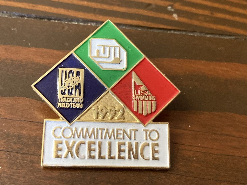 1992 Commitment to Excellence USA Track lapel pin