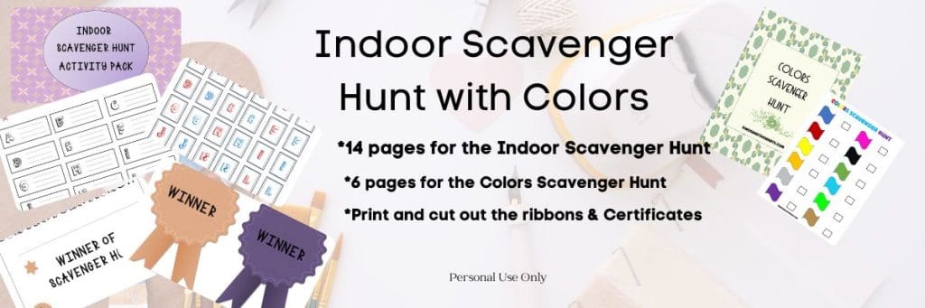 Indoor and Colors Scavenger Hunt Printable