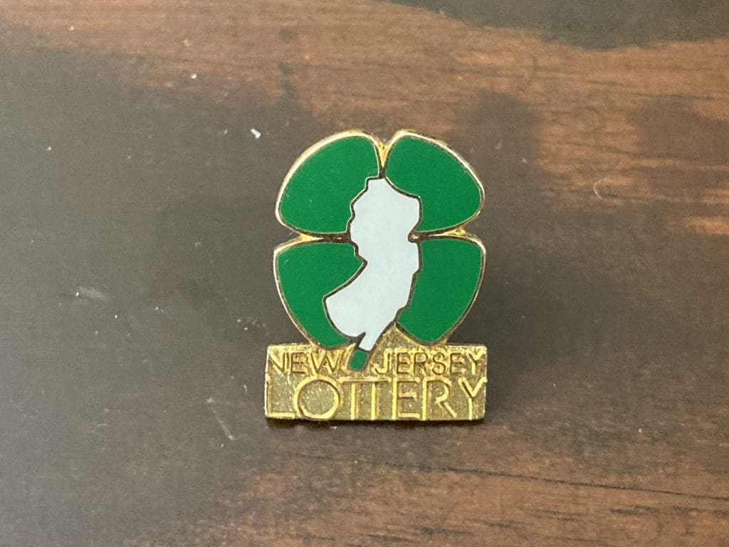New Jersey Lottery 4 Leaf Clover lapel pin
