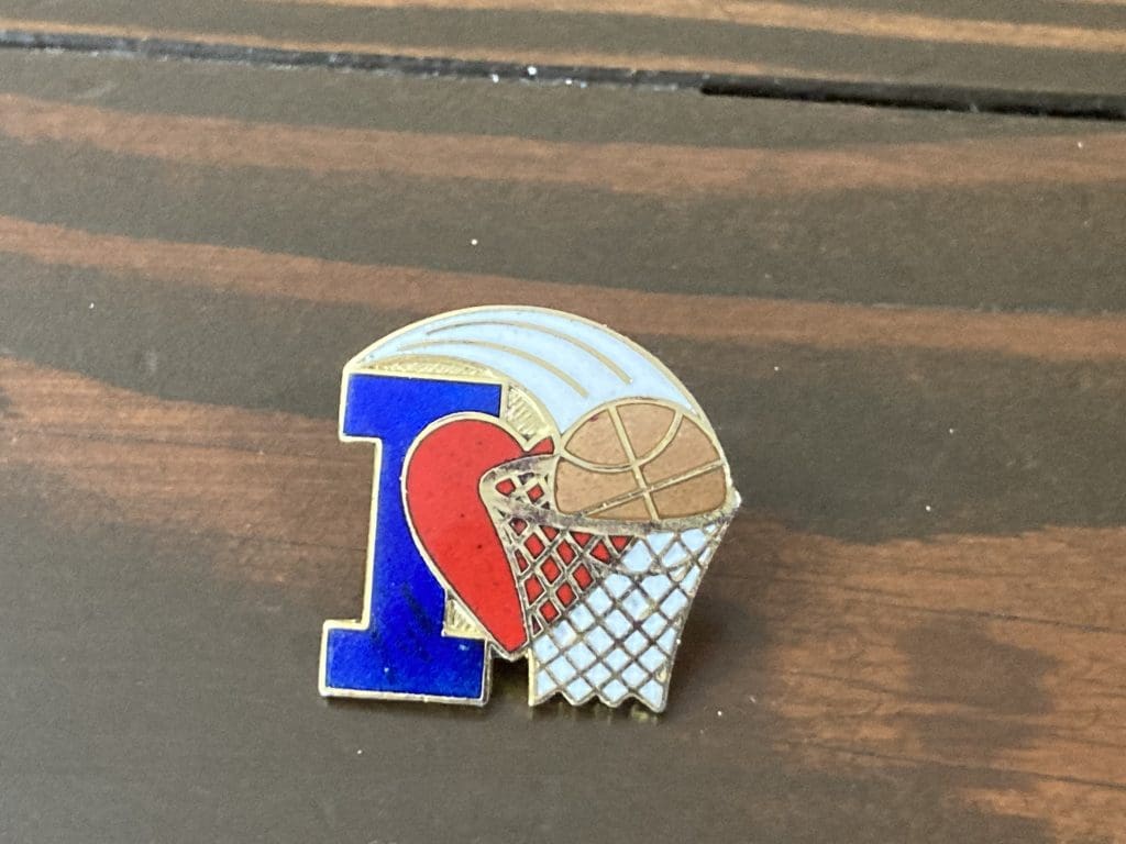 I Heart Love Basketball pin