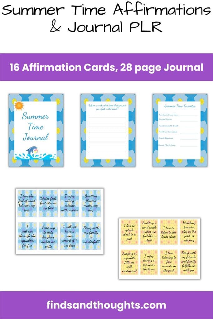 Summer Time Affirmation Cards & Journal PLR