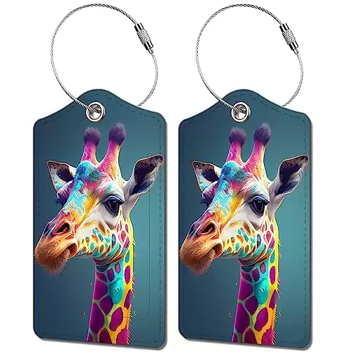 2 Pack Luggage Tag for Suitcase, Cute Unique Leather Bag Tags