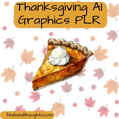 Thanksgiving AI Graphics featured image Pumpkin pie on leaf background