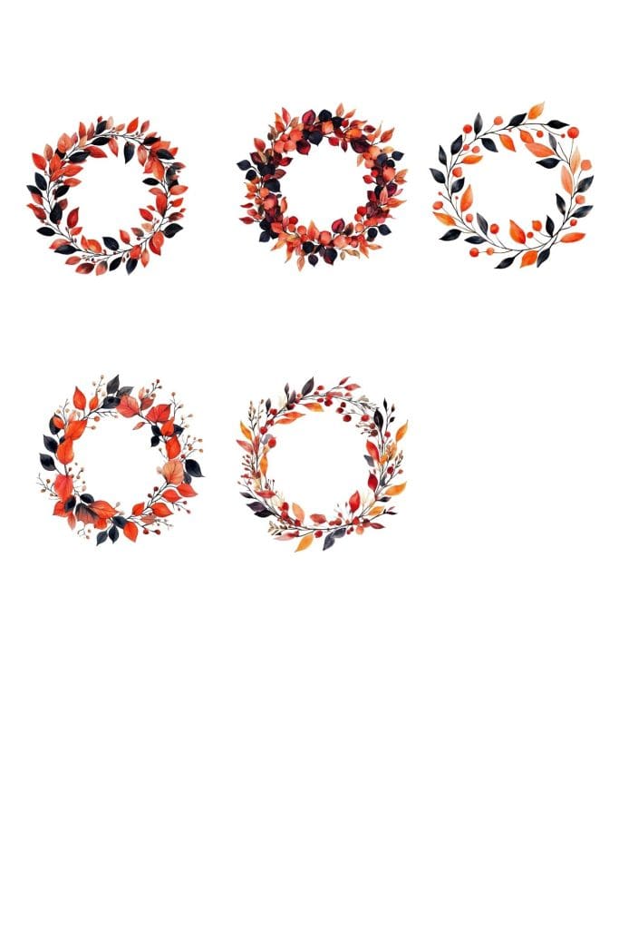 Orange Black Wreaths Clipart Graphics PLR