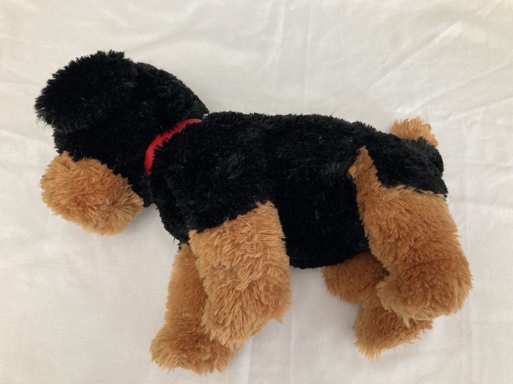 TY Black Brown Dog Plush with red collar