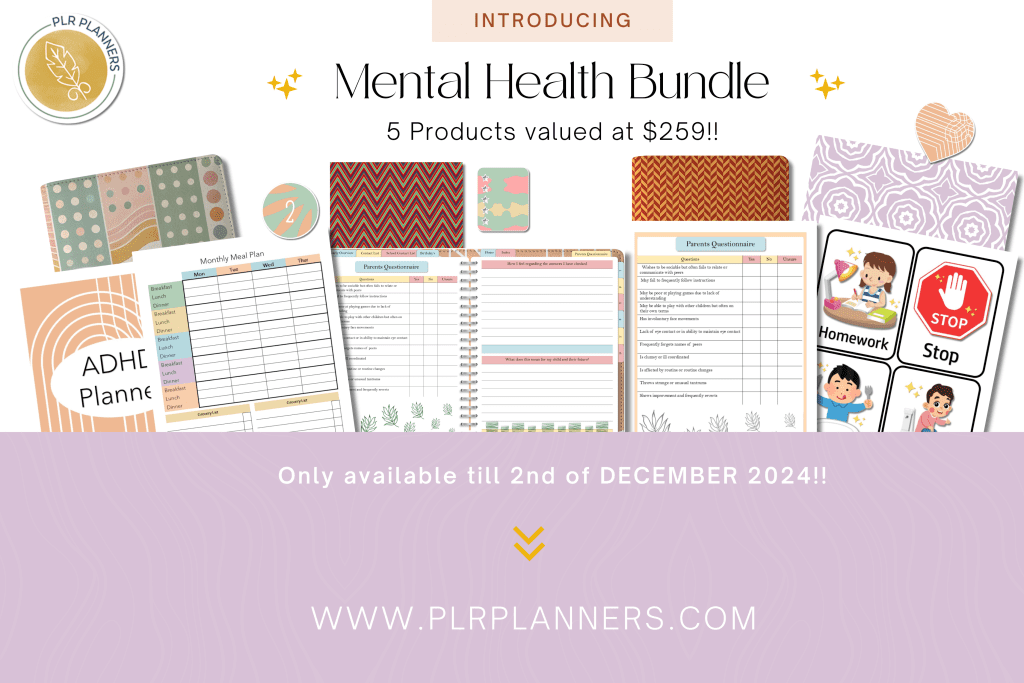 PLR Planners Mental Health Bundle