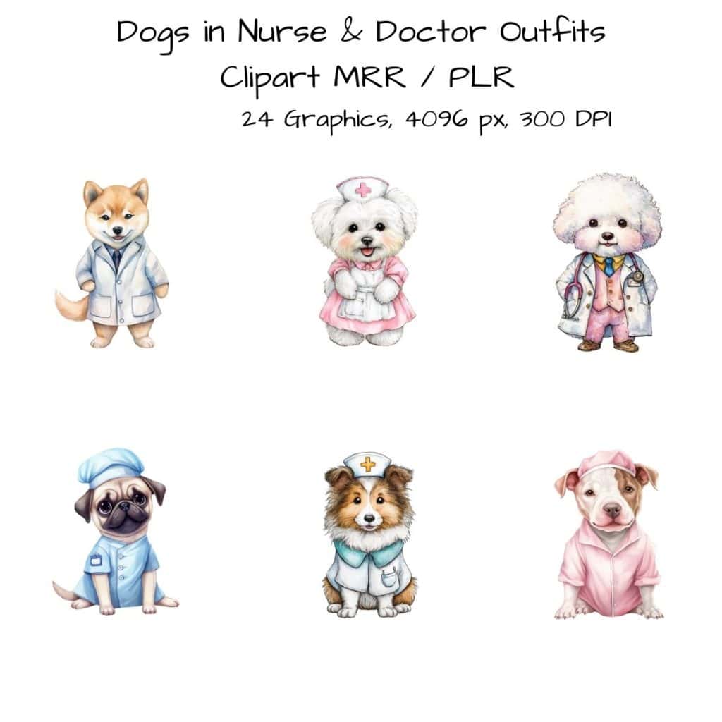 Dogs in Nurse & Doctor Outfits clipart